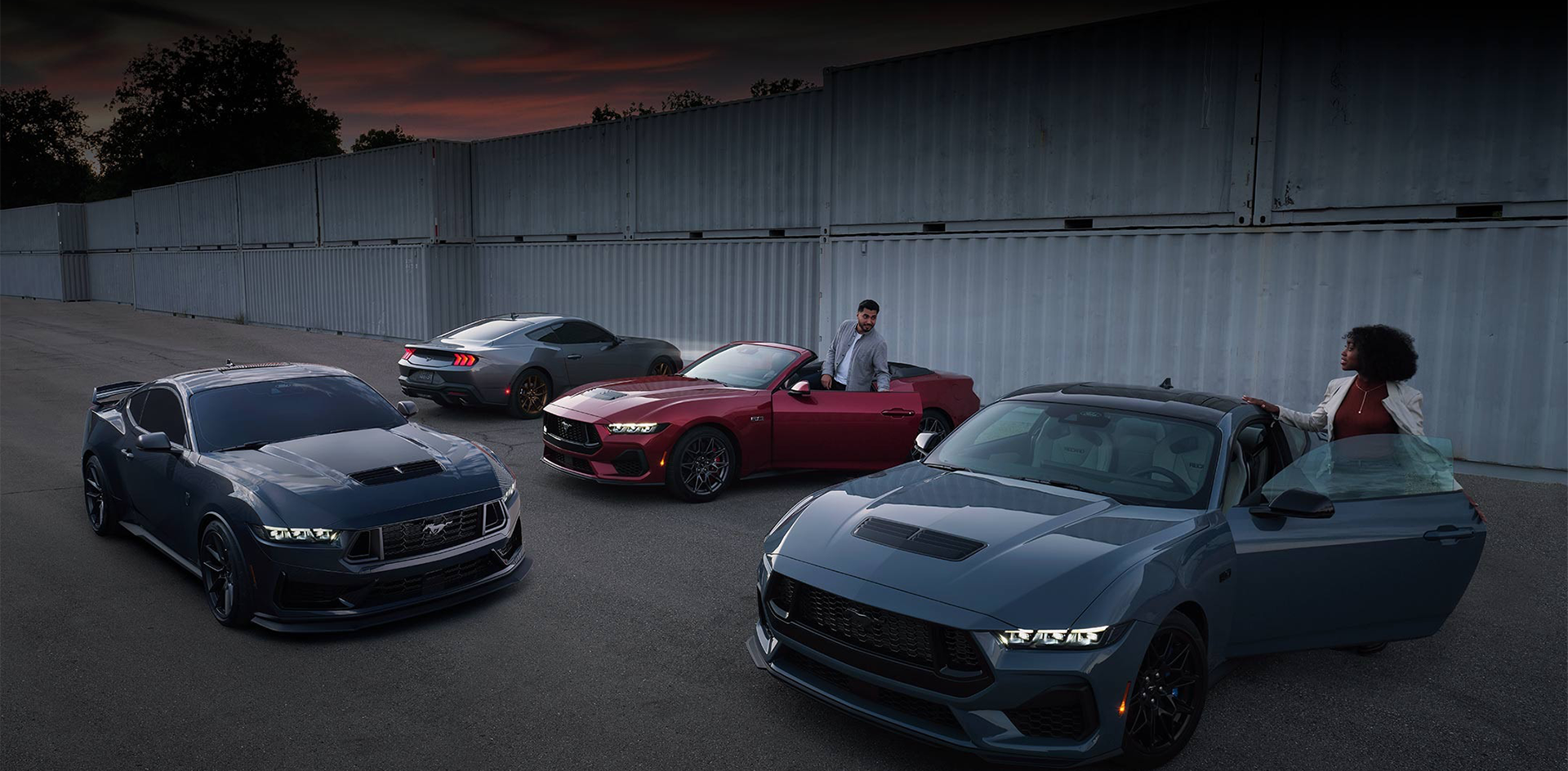 2024 Mustang lineup at sunset